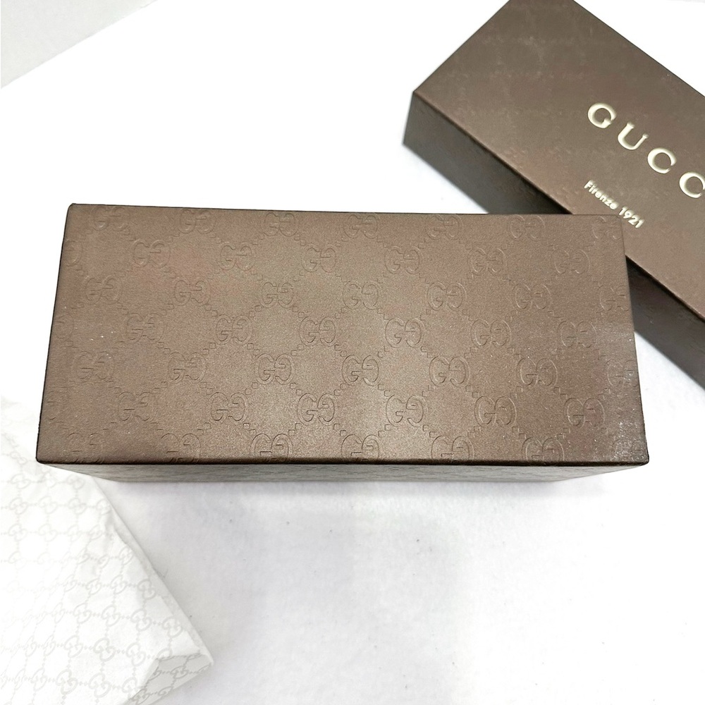 Gucci Authentic Gift Box with Tissue | Classic Brown Embossed GG Pattern Gs - Picture 4 of 14